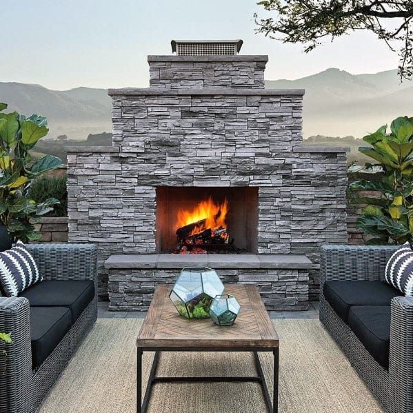 Stacked Stone Fireplace Design Ideas