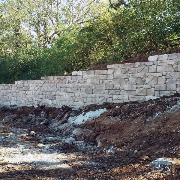 stacked stone retaining wall