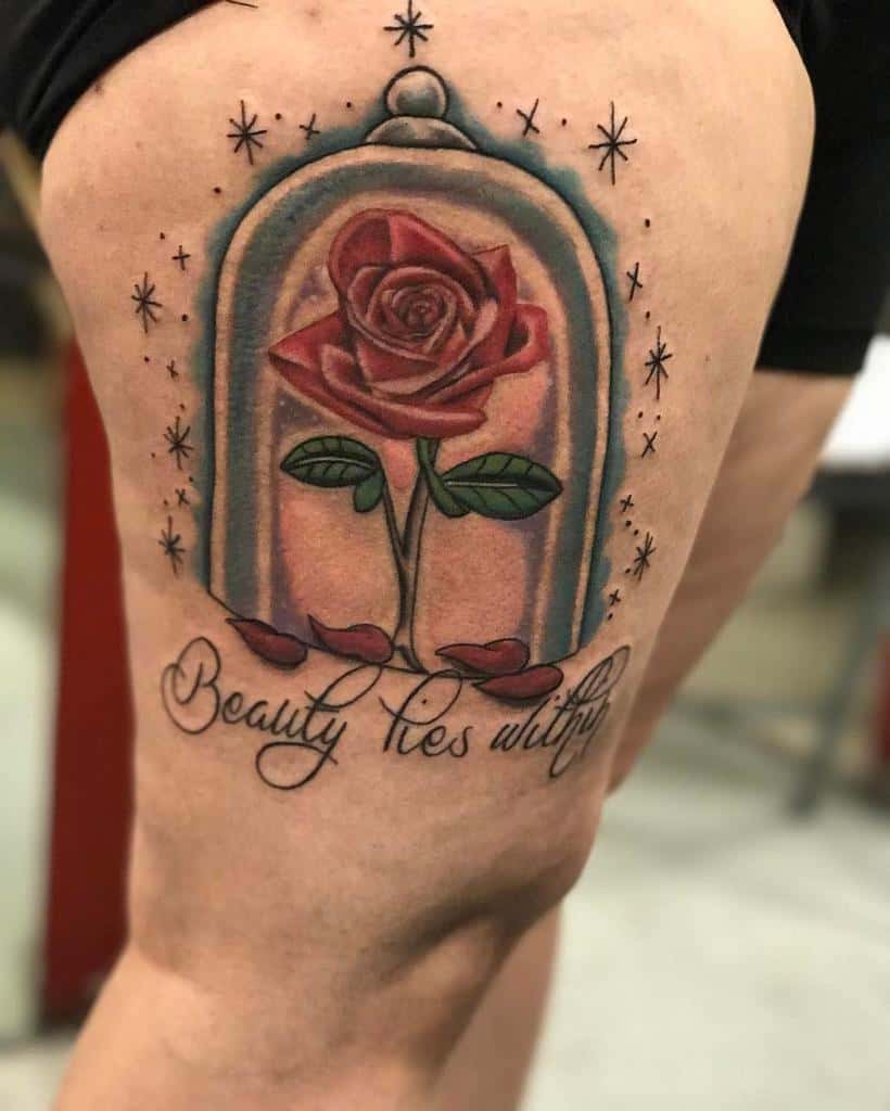 stained glass beauty and the beast rose tattoos arlene2888