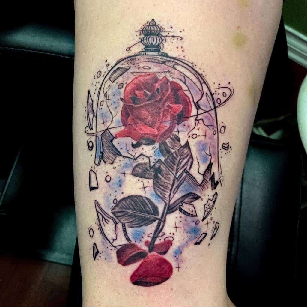 stained glass beauty and the beast rose tattoos eddielollis