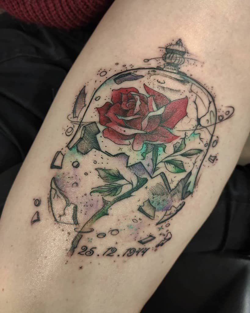 stained glass beauty and the beast rose tattoos gwendolinetattooer