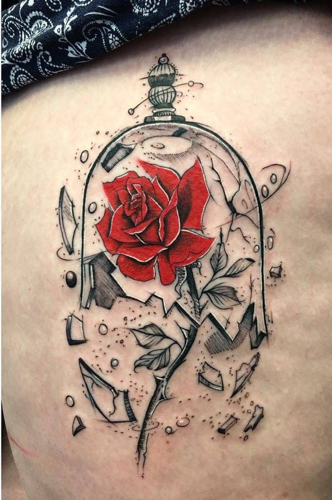 stained glass beauty and the beast rose tattoos gypsyeyestattoo