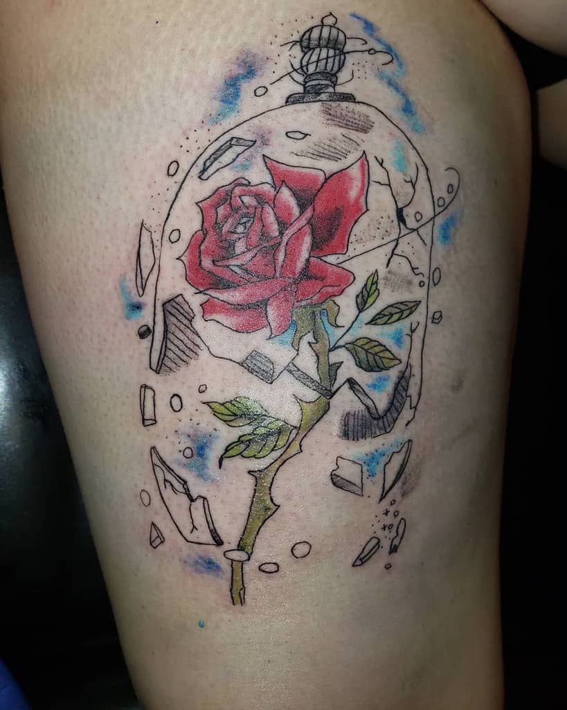 stained glass beauty and the beast rose tattoos mrjoetattoo
