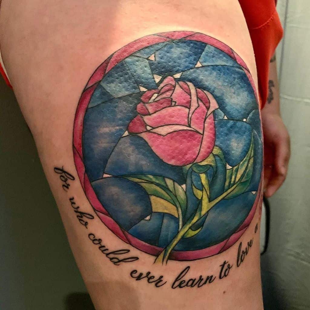 stained glass beauty and the beast rose tattoos oregon_city_tattoo