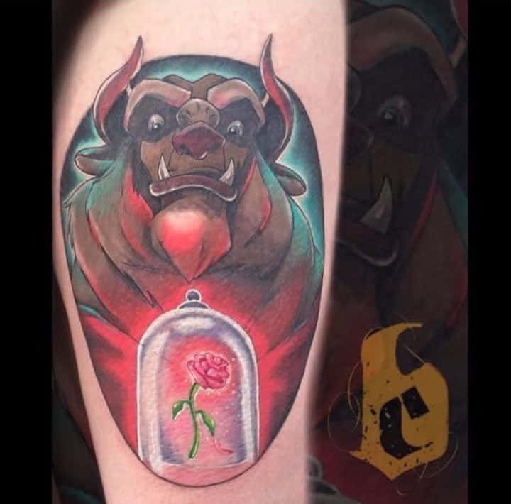 stained glass beauty and the beast rose tattoos psycho.jay