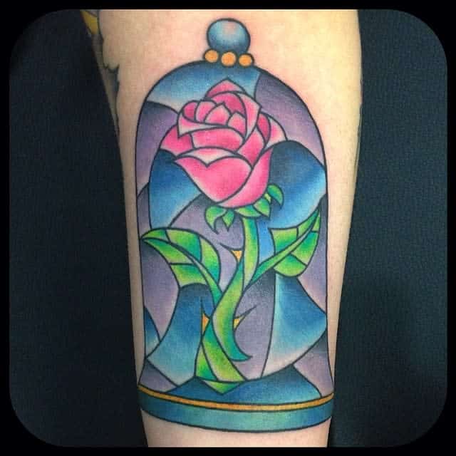 stained glass beauty and the beast rose tattoos shaunbushnell