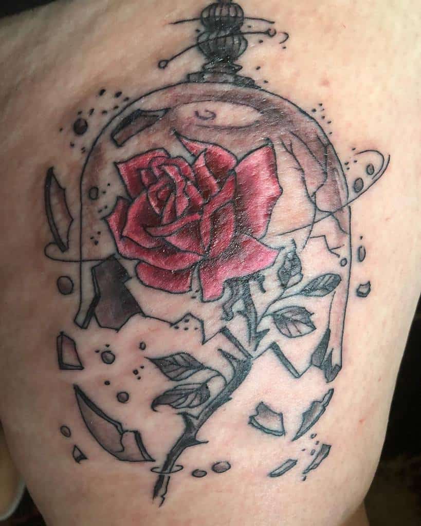 stained glass beauty and the beast rose tattoos simplyshy__