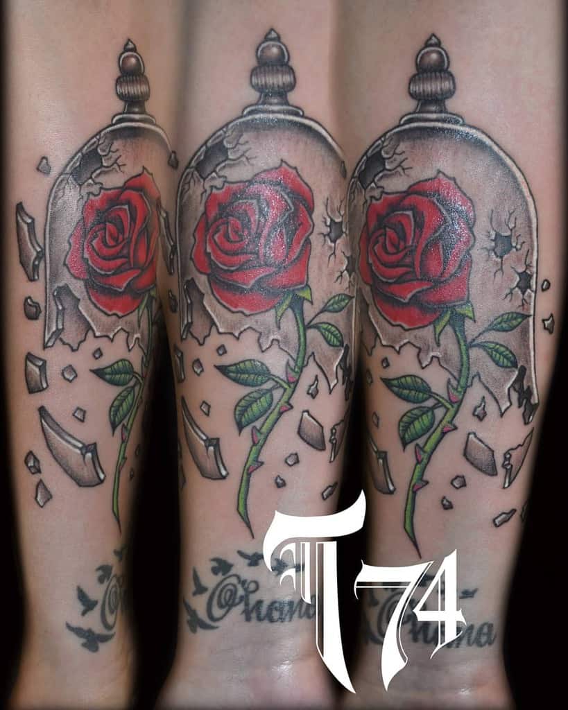 stained glass beauty and the beast rose tattoos tojoh74
