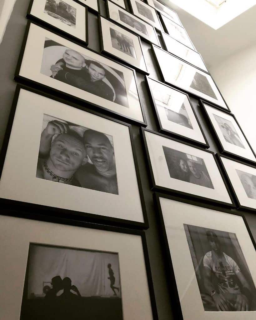 images of couple framed on stairwell 