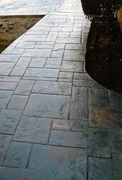 Stamped And Stained Design Ideas For Concrete Walkway