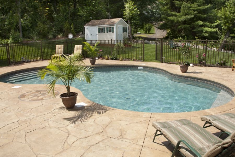 stamped concrete paver pool patio