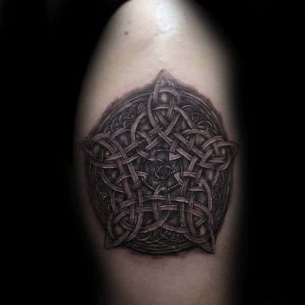 Star Celtic Knot Mens Thigh Tattoos