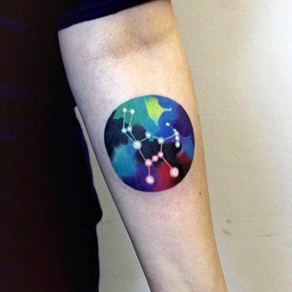 Star Constellation White Ink Small Cricle Inner Foremale Guys Tattoo