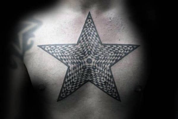 Star Factal Guys Upper Chest Tattoo