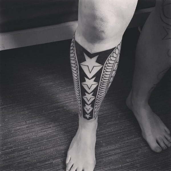 Star Tribal Guys Leg Tattpos