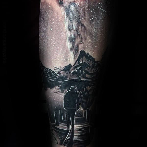 Stars In The Sky Mens Landscape Realistic Forearm Tattoo