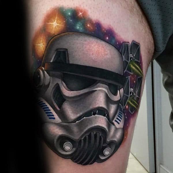 Stars In The Sky Outer Space Mens Stormtrooper Thigh Tattoos