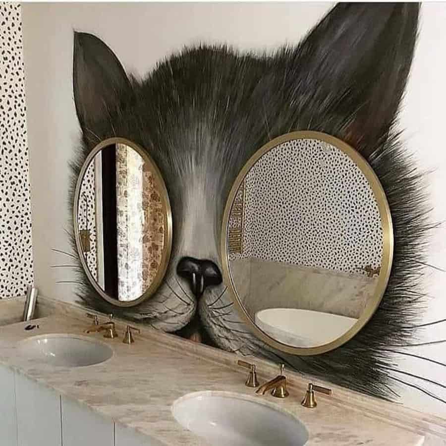 cat mirror wall bathroom