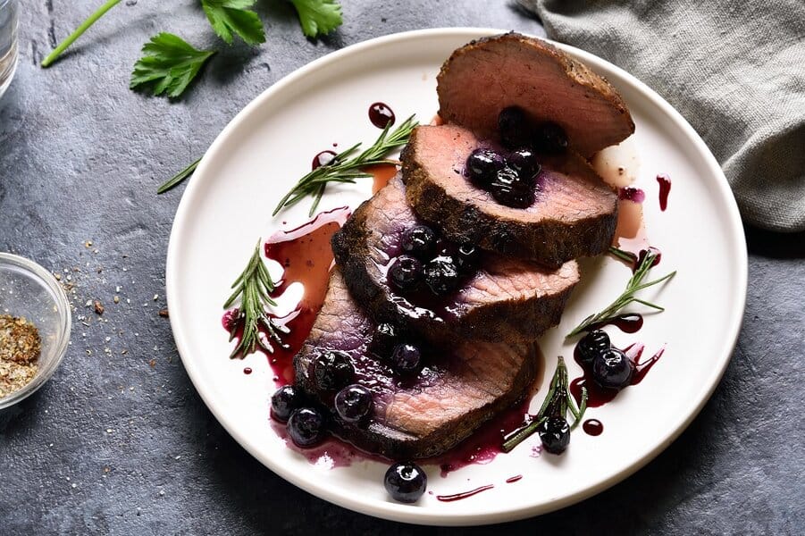 steak with with blueberry sauce