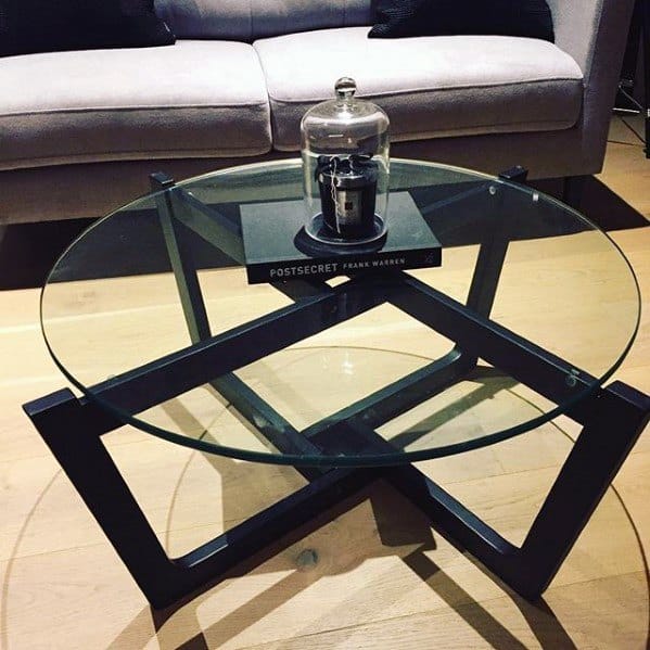 steel frame glass top coffee table