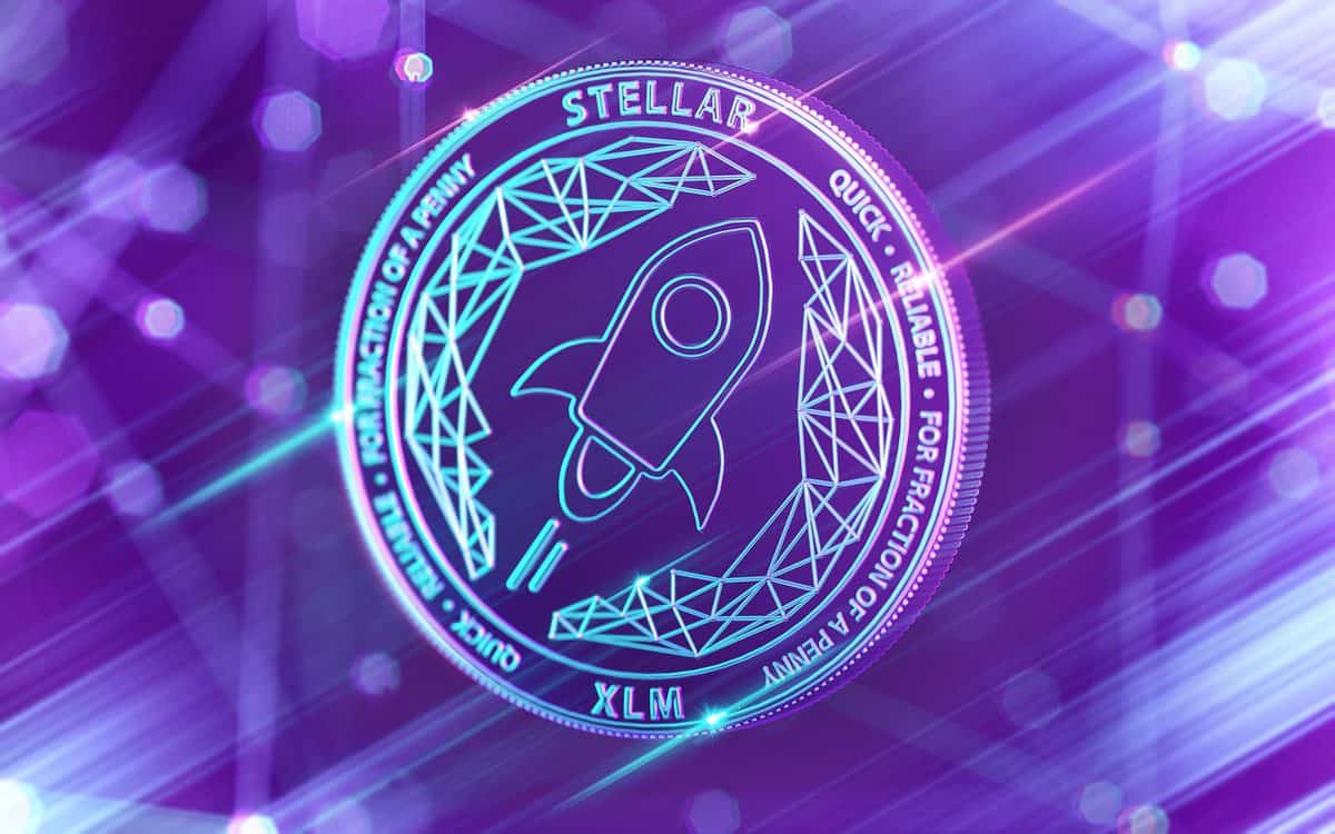 Neon,Glowing,Stellar,Lumens,(xlm),Coin,In,Ultra,Violet,Colors