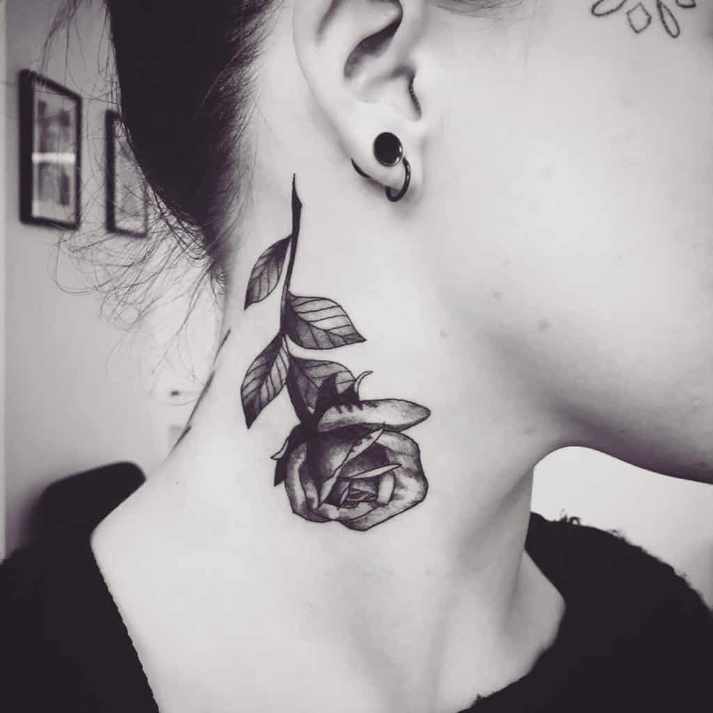 stem rose neck tattoos phoeberca_tattoo