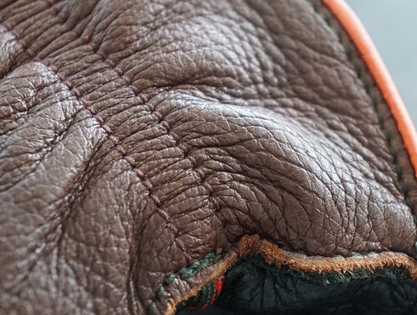Stiching Detail On Leather Hestra Granvik Mens Gloves