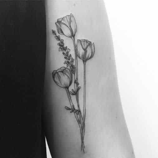 Stile Black Work Tulip Tattoo