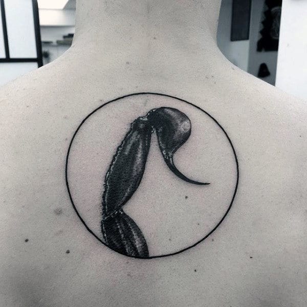 Stinging Scorpio Tail Tattoo On Back For Male