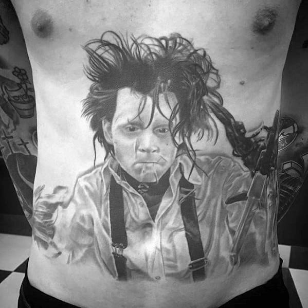 Stomach And Chest Edward Scissorhands Male Tattoos