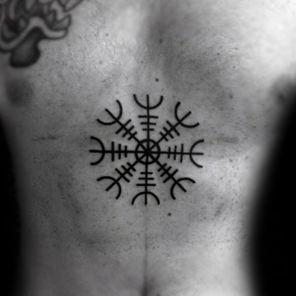 Stomach Helm Of Awe Tattoos For Gentlemen