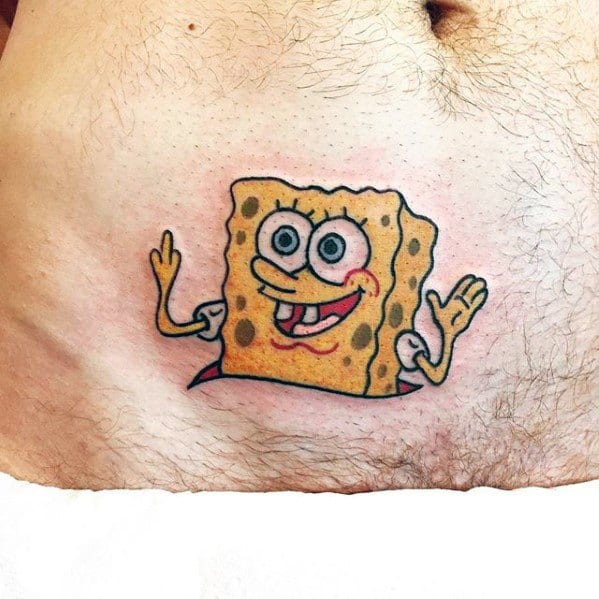 Stomach Incredible Spongebob Tattoos For Men