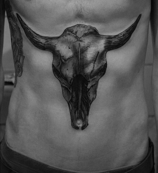 Stomach Mens Bull Skull Tattoos