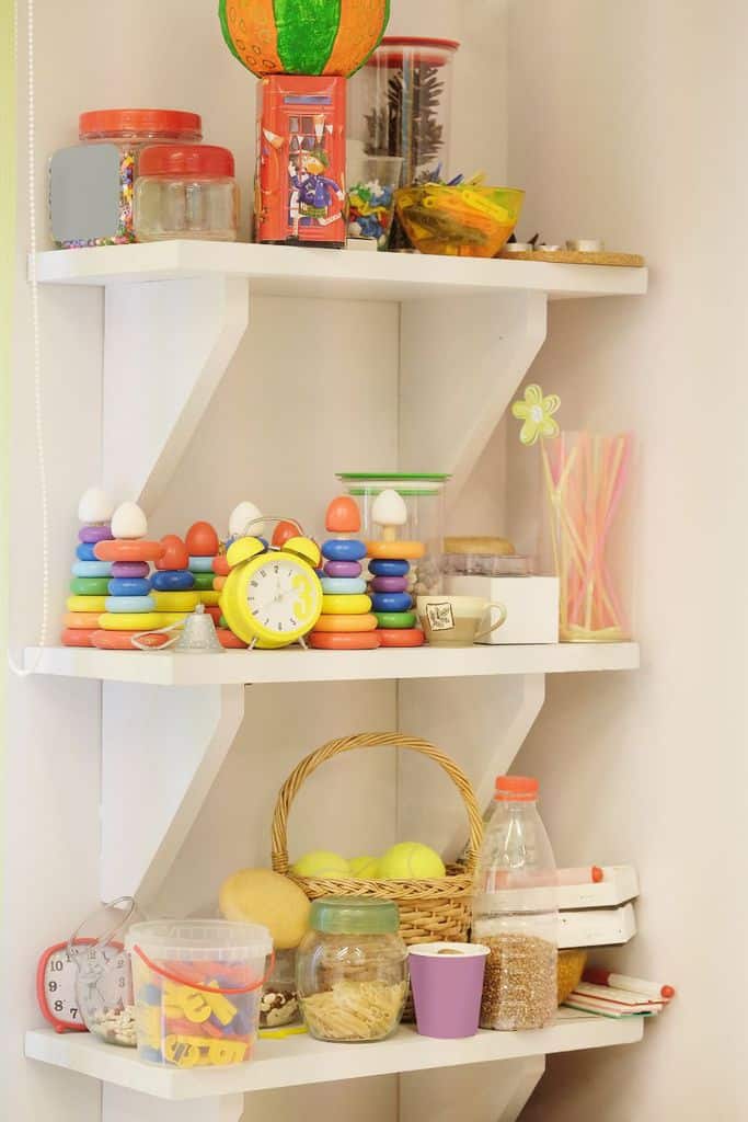 wall shelf storage playroom 
