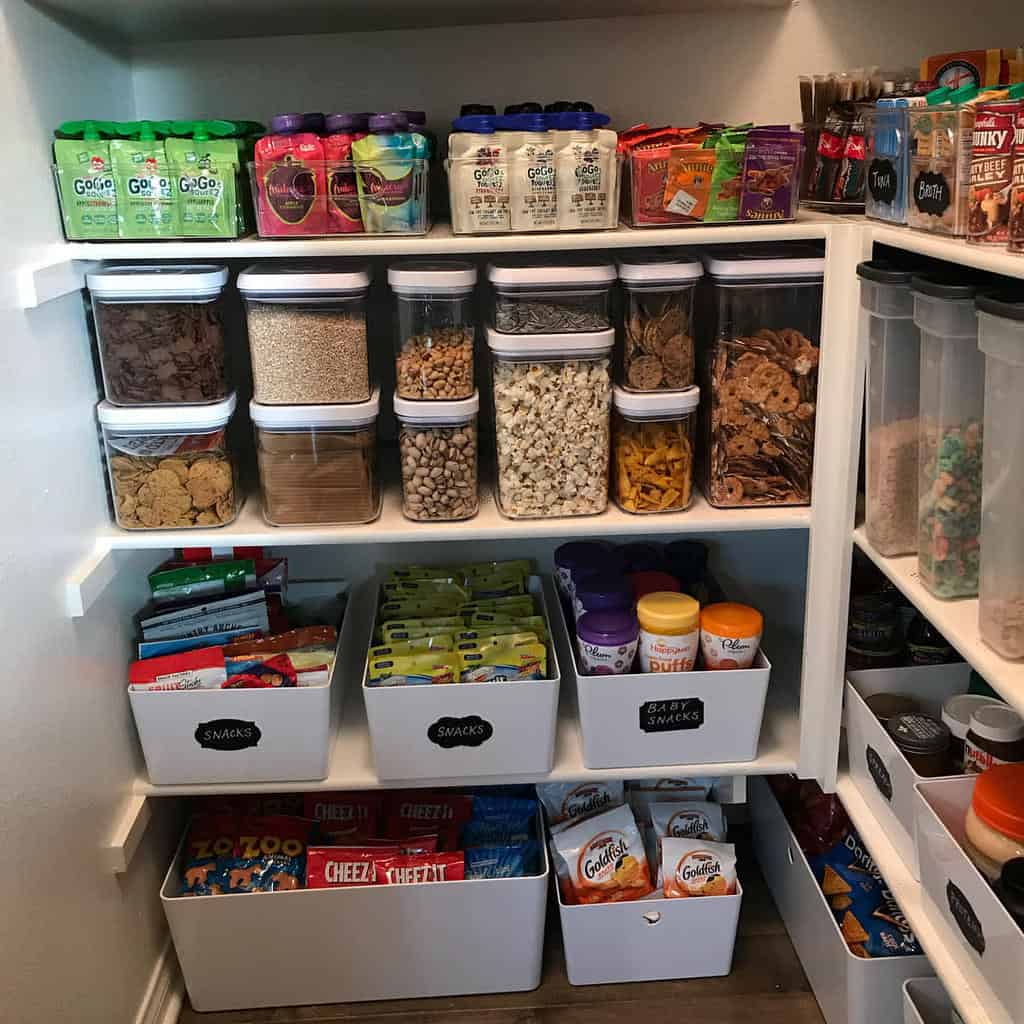 well organized storage in small pantry 