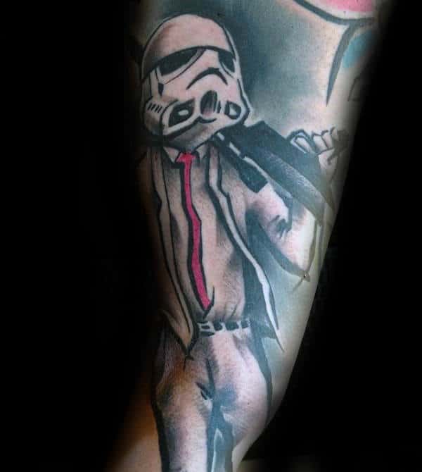 Stormtrooper In Business Suit Mens Forearm Sleeve Tattoo