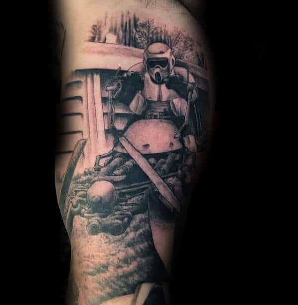 Stormtrooper On Spacecraft Mens Arm Tattoos