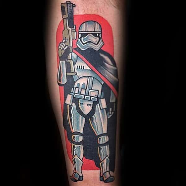 Stormtrooper With Cape Mens Traditional Forearm Tattoos