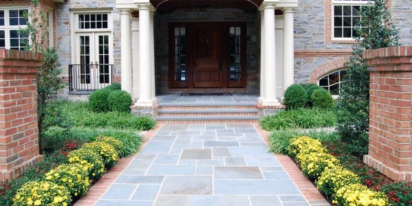 Straight Entrance Home Designs Brick Walkway