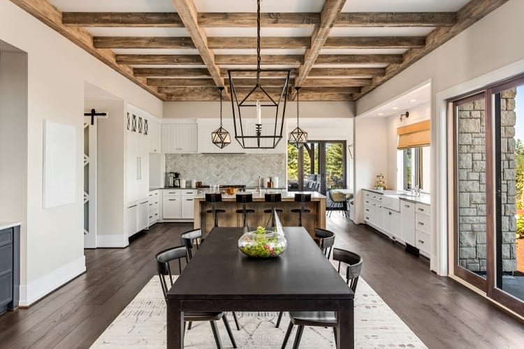 stunning dining room beam ceiling