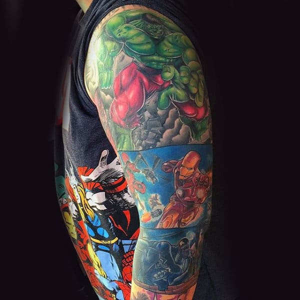 Stunning Incredible Hulk Tattoos On Male Full Sleeves
