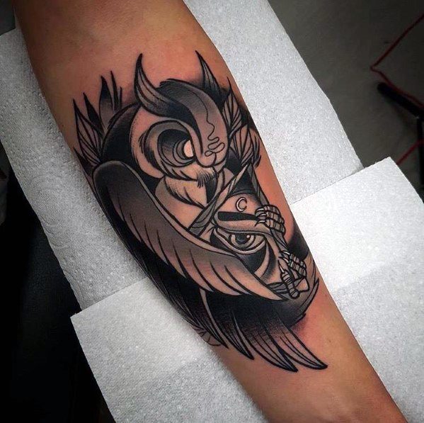 Stylish Mens Neo Traditional Owl Tattoos