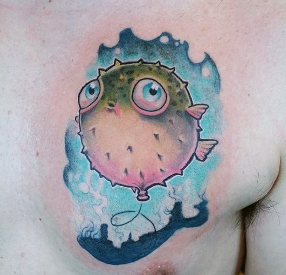 Stylish Mens Puffer Fish Tattoos