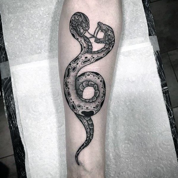 30 Two Headed Snake Tattoo Ideas For Men - Serpent Designs