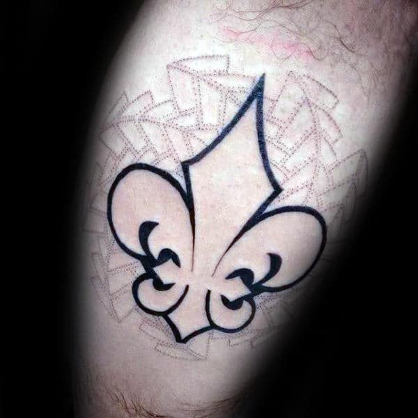 Stylized Lily Mens Fleur De Lis On Inner Arm Bicep Tattoo