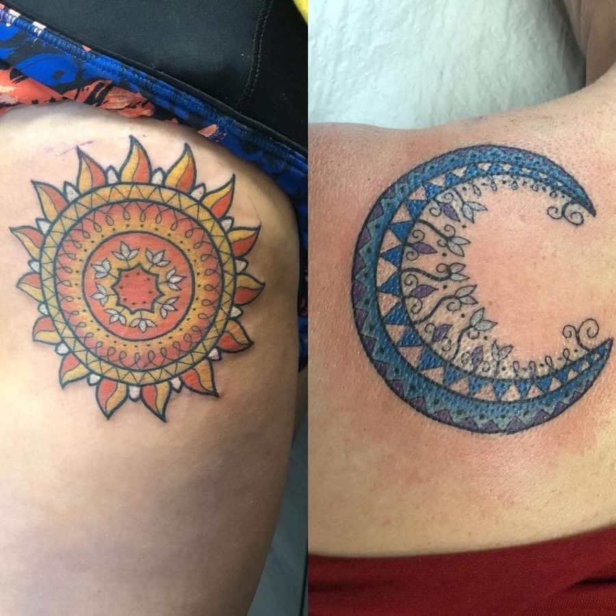Sun Moon Mother Daughter Tattoo
