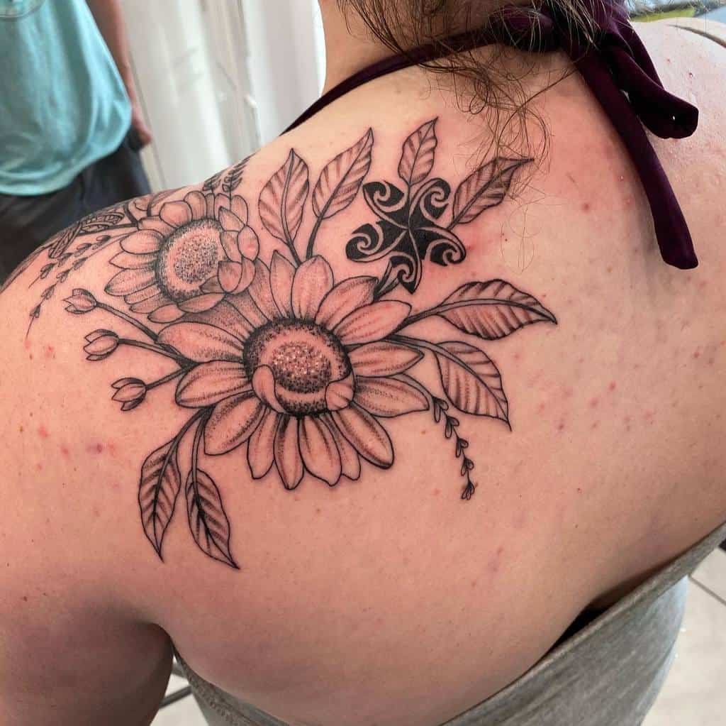sunflower flower shoulder tattoo elmono562