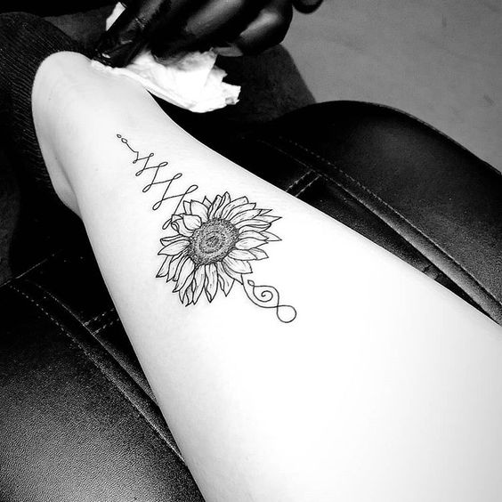 Sunflower Lin Unalome Tattoo