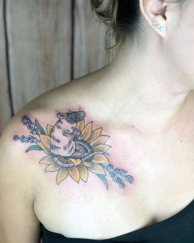 Sunflower Rat Lavander Tattoo