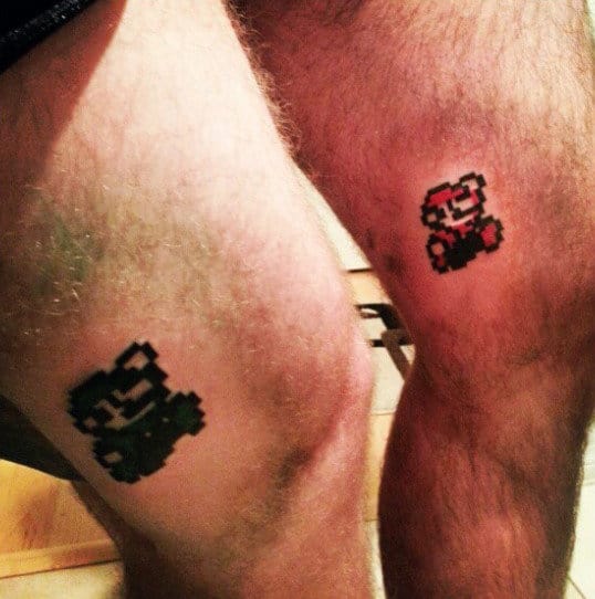 super mario brother tattoos for guys on thigh